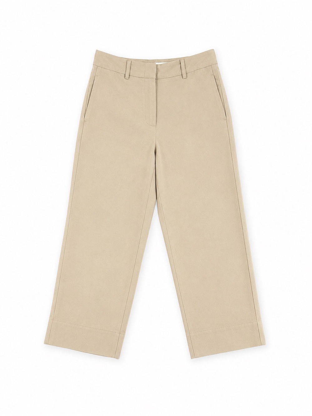 S’ Max Mara Linen Cotton Blend Cropped Wide-Leg Trousers – Beige – Size 165/68A